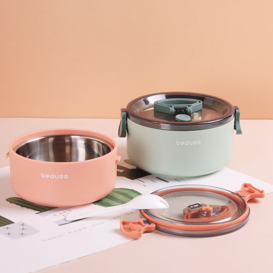 可伊圓形不銹鋼便當(dāng)盒