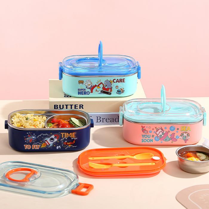 卡通手提密封不銹鋼餐